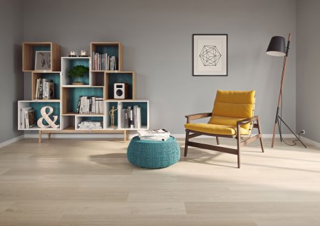 wineo Laminatboden Laminatboden Laminat Lesezimmer Arbeitszimmer Holzoptik hell moederne Einrichtung Eiche