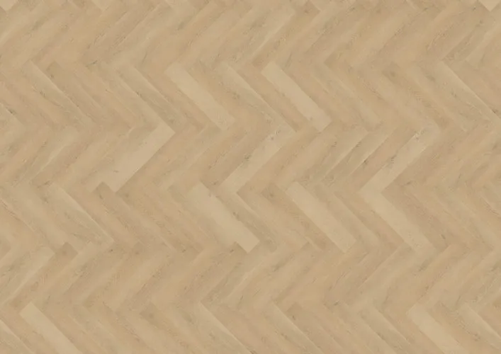 Moderner Vinylboden Plain Oak Beige DB281WXS in Fischgrätmuster verlegt