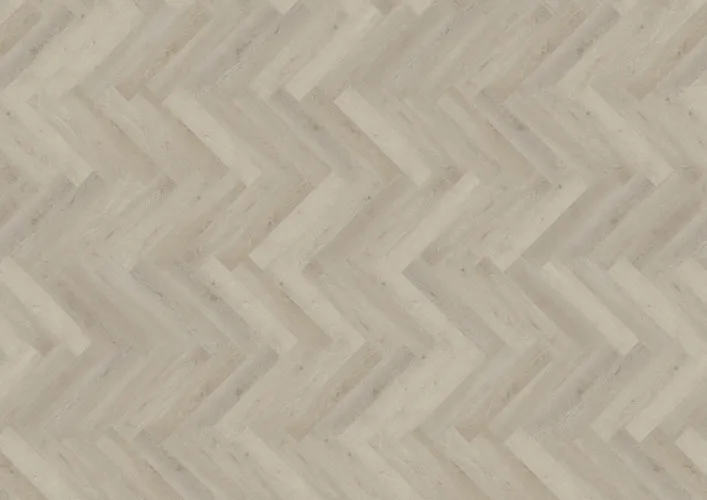 Moderner Vinylboden Balanced Oak Lightgrey in Fischgrätmuster und heller Eichen-Holzoptik