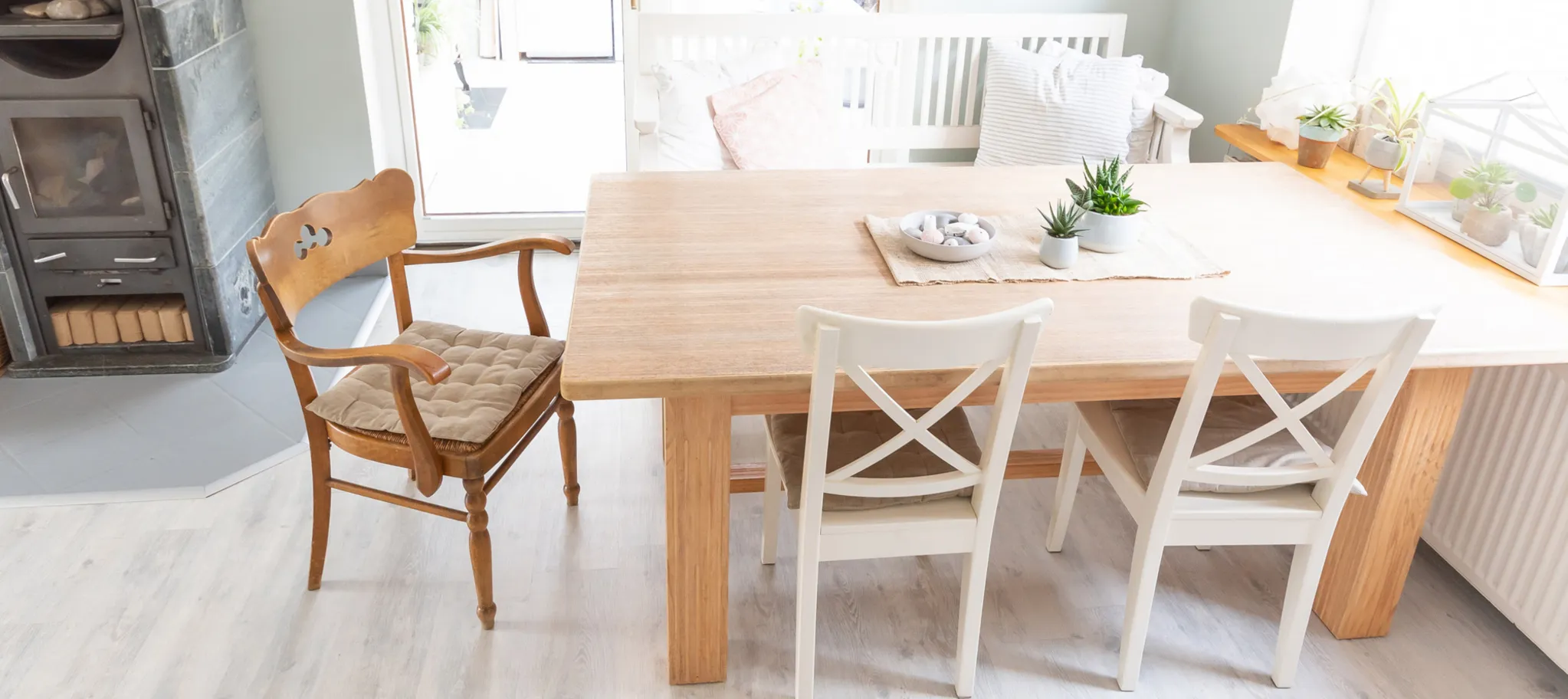 Fussboden Bodenbelag Küche Esszimmer Eiche Hell Vinylboden PURLINE Bioboden