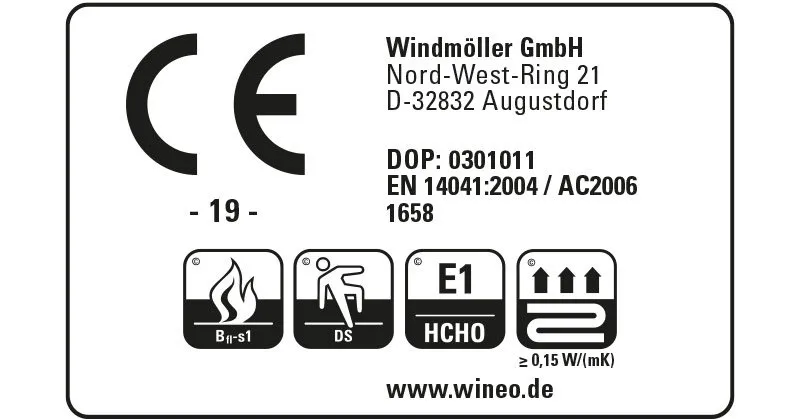 CE-Prüfzeichen Zertifikat für wineo Designboden